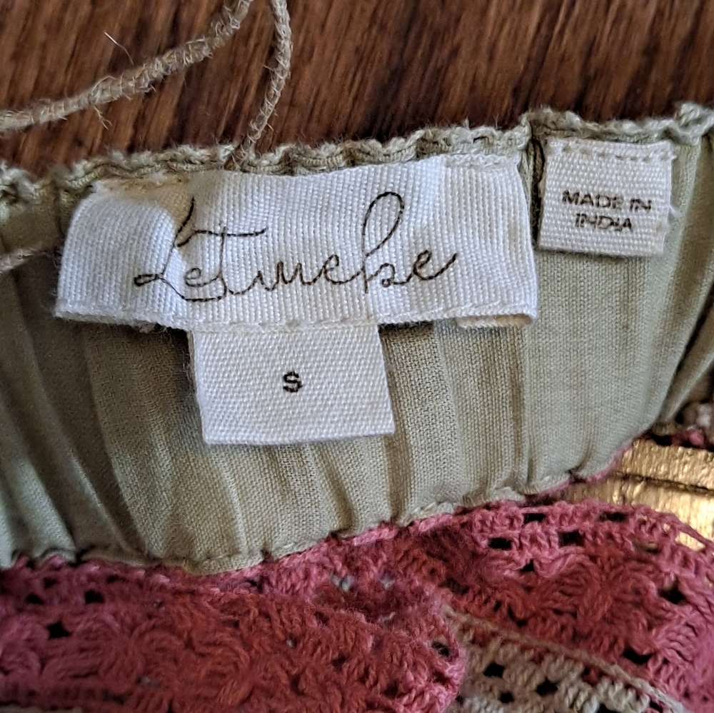 Anthropologie - Let Me Be - Open Back Crochet Tank Top Size Small Pink/Cream - Picture 12 of 16